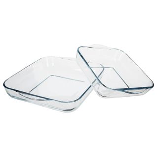 Lot De 2 Plats Carrés En Verre