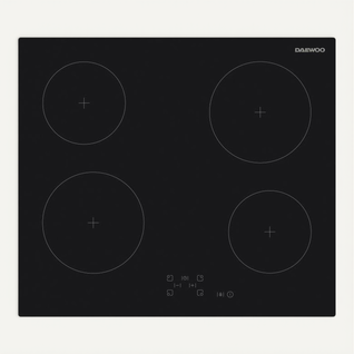 Table De Cuisson Vitrocéramique 60 Cm Noire, 4 Foyers, Commandes Tactiles