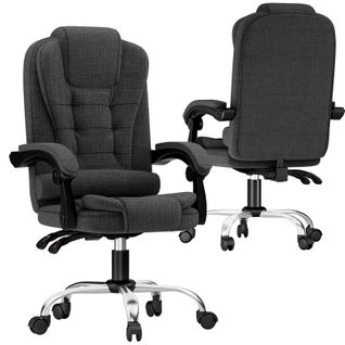 Chaise De Bureau Ergonomique Avec Dossier Haut Et Fonction D'inclinaison Réglable - Noir Et Gris