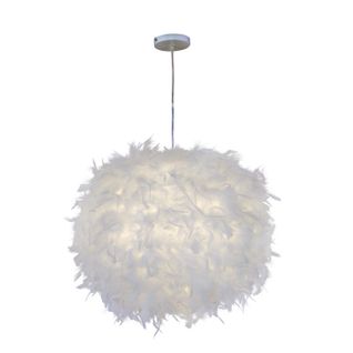 Suspension En Plumes 30cm E27 Lustre Pour Salle Salon Chambre De Enfant Blanc
