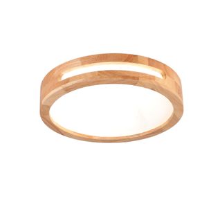 Plafonnier LED Bois 30cm Lampe De Plafond Rond Pour Salon Chambre Couloir 6000k Lumière Froide