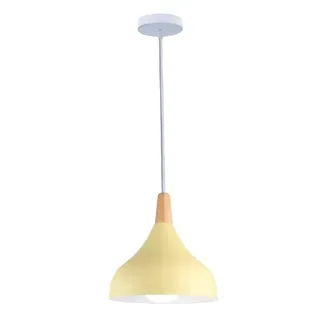 Lampe à Suspension Moderne Plafonnier D'intérieur Lustre Abat-jour En Métal Jaune E27