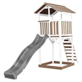 Beach Tower Aire De Jeux Avec Toboggan En Gris Et Bac À Sable   Grande Maison Enfant Extérieur