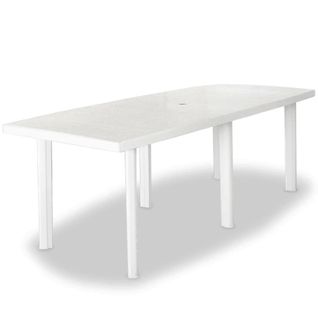 Table De Jardin Rectangulaire En Pvc - 210x96x72 Cm - Blanc