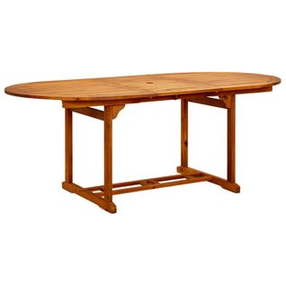 Table De Jardin Ovale En Acacia - 200x100x76 Cm - Marron Foncé