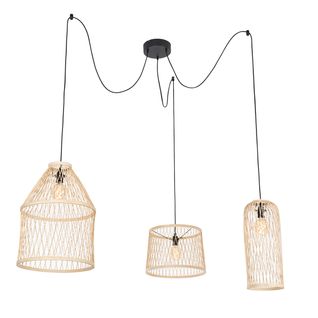Lampe Suspendue D'extérieur Rurale En Rotin 3 Lumières - Calamus