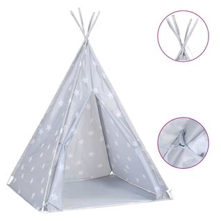 Tente Tipi Pour Enfants Avec Sac Polyester Gris 115x115x160 Cm