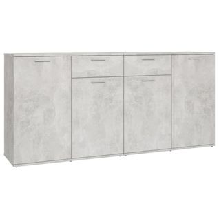 Vidaxl Buffet Avec Tiroirs Gris Béton 160x36x75 Cm Aggloméré Armoire Latérale Meuble De Rangement