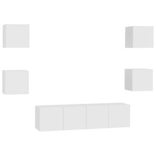 Ensemble De Meubles TV 6 Pièces Blanc Aggloméré