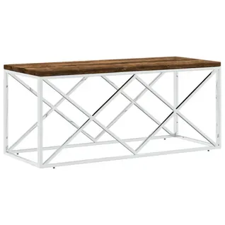 Table Basse Acier Inoxydable Et Bois Massif De Récupération