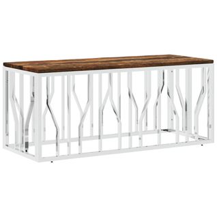 Table Basse Acier Inoxydable Et Bois Massif De Récupération