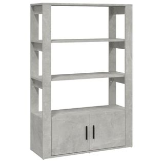 Buffet Gris Béton 80x30x119,5 Cm Bois D'ingénierie