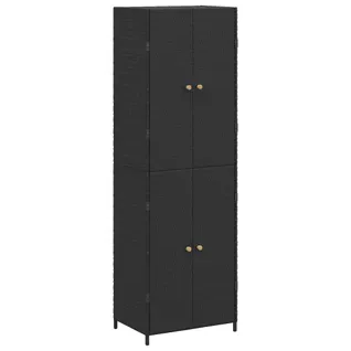 Armoire De Rangement De Jardin Noir 59x40x180 Cm Résine Tressée