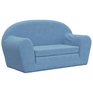 Canapé-lit Pour Enfants 2 Places Bleu Peluche Douce