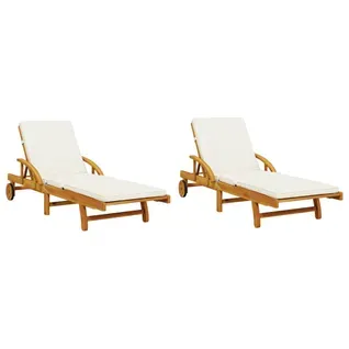 Chaises Longues Lot De 2 Avec Coussins 200x68x83 Cm Bois Acacia