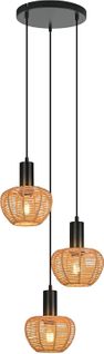 Suspension Rotin Boho 3 Lampes - Lustre Vintage Tressé Corde Chanvre E27 (sans Ampoule)