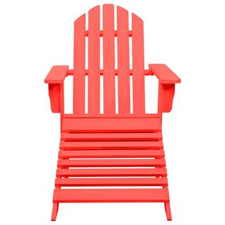 Chaise De Jardin - Fauteuil D'extérieur Adirondack Avec Pouf Bois De Sapin Rouge A62