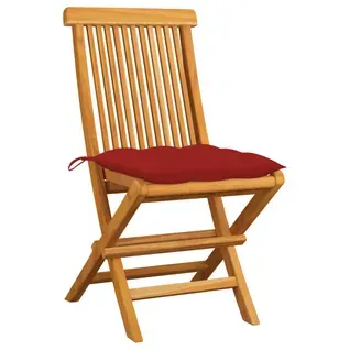Lot De 2 Chaises De Jardin - Fauteuils D'extérieur Avec Coussins Rouge Bois Teck Massif A338