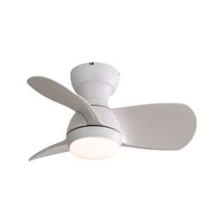 Ventilateur De Plafond 58.4 Cm + LED 18 W, 3 Pales En Abs , Et Télécommande, Blanc