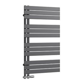 Sèche-serviettes à Eau Chaude 1041x600mm, 639w, Panneau Plat, Raccords Latéraux, Noir