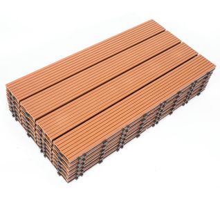 Lot De 54 Dalle De Terrasse En Composite Bois-plastique. 9 M². 60x30 Cm Jaune-brun