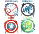 Stickers Avengers Repositionnables 4 Logo Des Super-héros En Dessin Marvel 92,7cm X 21,9cm