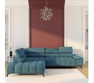 Canapé d'angle gauche relax PALLADIO tissu Polaris bleu turquoise