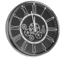 Horloge Gear 54 Cm Chromée Fond Noir