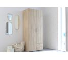 Armoire DAILY2 avec 2 portes 2 tiroirs imitation Chêne sonoma et blanc