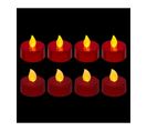 Set 8 Bougies Lumineuses à LED Rouge Métallisé Et Pailleté D 4 Cm