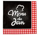 Lot De 20 Serviettes En Papier "menu Du Jour" 33x33cm Noir