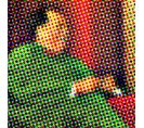 Tableau Retro Multicolore Mao En Costume Vert 50x50