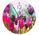 Horloge Décorative Tulipes Colorées - Féérie Florale 40 X 40 Cm Rose