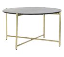 Table Basse En Marbre Et Fer Coloris Noir / Doré - Diamètre 88 X Hauteur 44 Cm