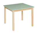 Table Carrée Pour Chambre D'enfant En Mdf/pin Coloris Vert/naturel - L. 60 X P. 60 X H. 48 Cm