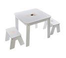 Table Bureau Avec Tabourets Enfant Douceur - L. 57 X H. 51 Cm - Blanc