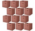 Lot De 12 Cubes De Rangement Pliables En Tissus Avec Poignée - 30x30x30cm - Rouge Tomette