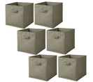 Lot De 6 Cubes De Rangement Pliables En Tissus Avec Poignée - 30x30x30cm - Taupe