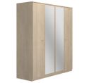Armoire 4 Portes 2 Miroirs Chêne Blond - Maille