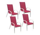 Lot De 4 Chaises Marbella En Textilène Rose - Aluminium Blanc