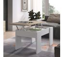 Table Basse Relevable Blanc/chêne Clair - Irvine - L 100 X L 50 X H 45/56 Cm