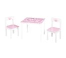 Set Table + 2 Chaises Enfants "Krone" - Bois Laqué Rose-Blanc