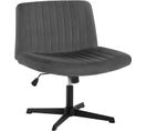 Chaise De Bureau En Velours,fauteuil Relax Sans Roulettes,pivotant,hauteur Réglable,gris Foncé