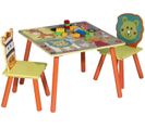 1 Table Et 2 Chaises Enfant En Mdf.60x60x44cm.motif Animaux Cartoons