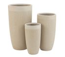 Lot De 3 Vases Ronds Design "argile" 72cm Beige