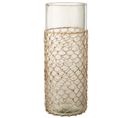 Vase Design "tricot" 42cm Transparent Et Beige