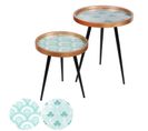 2 Tables D'appoint Design Art Décoration - Bleu Et Blanc