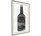 Affiche Murale Encadrée "bottle Of Tequila" 30 X 45 Cm Or