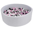 Piscine À Balles Pour Enfant, Diamètre Env.125 Cm, Aire De Jeu + 600 Balles Noir,blanc,rose,gris