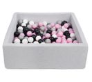 Piscine À Balles Pour Enfant, 90x90 Cm, Aire De Jeu + 300 Balles Noir,blanc,rose Clair,gris